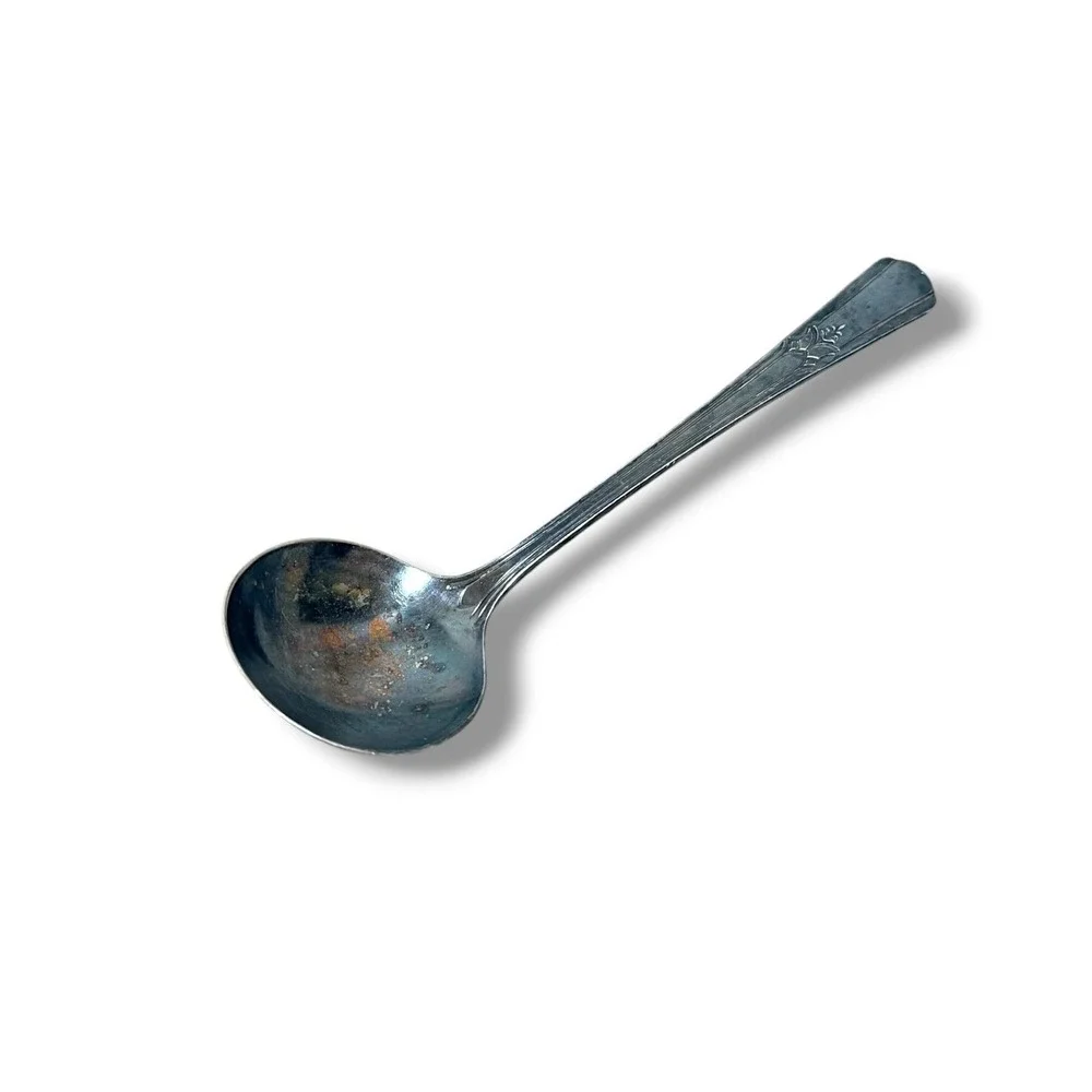 Wm Rogers Mfg Co IS Silverplate Serving Spoon Vintage Floral Art Deco Patina